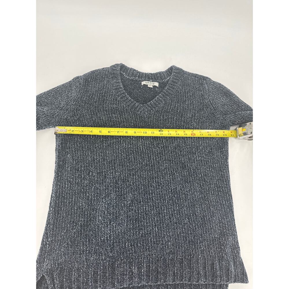 Orvis Chenille Sweater Navy Marled V Neck Soft Knit Pullover Size Small - Picture 5 of 7